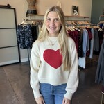 Heart Detail Crew Neck Knit Sweater