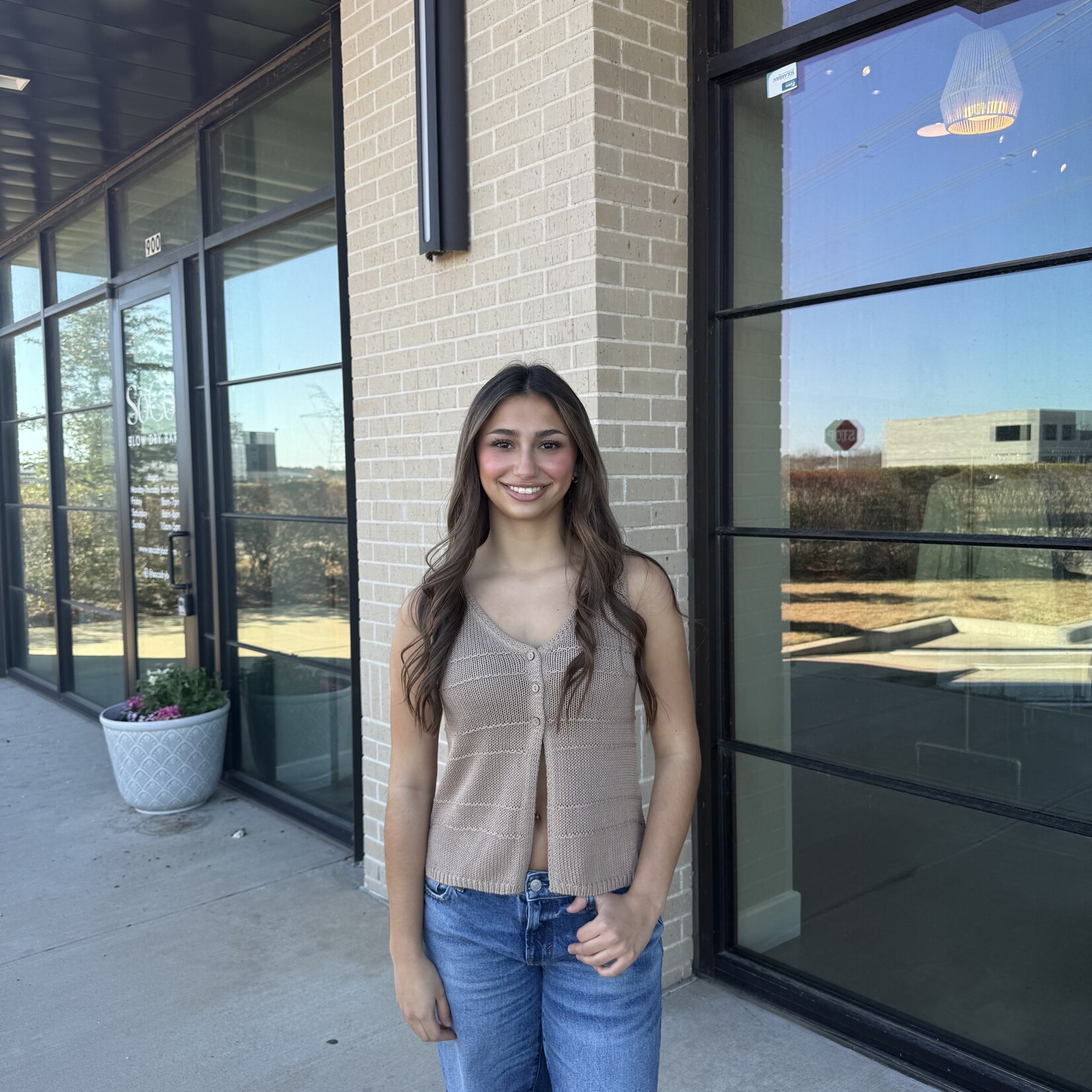 Button Down Split Hem Knit Vest