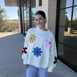 Crocheted Flower Detail Sweater