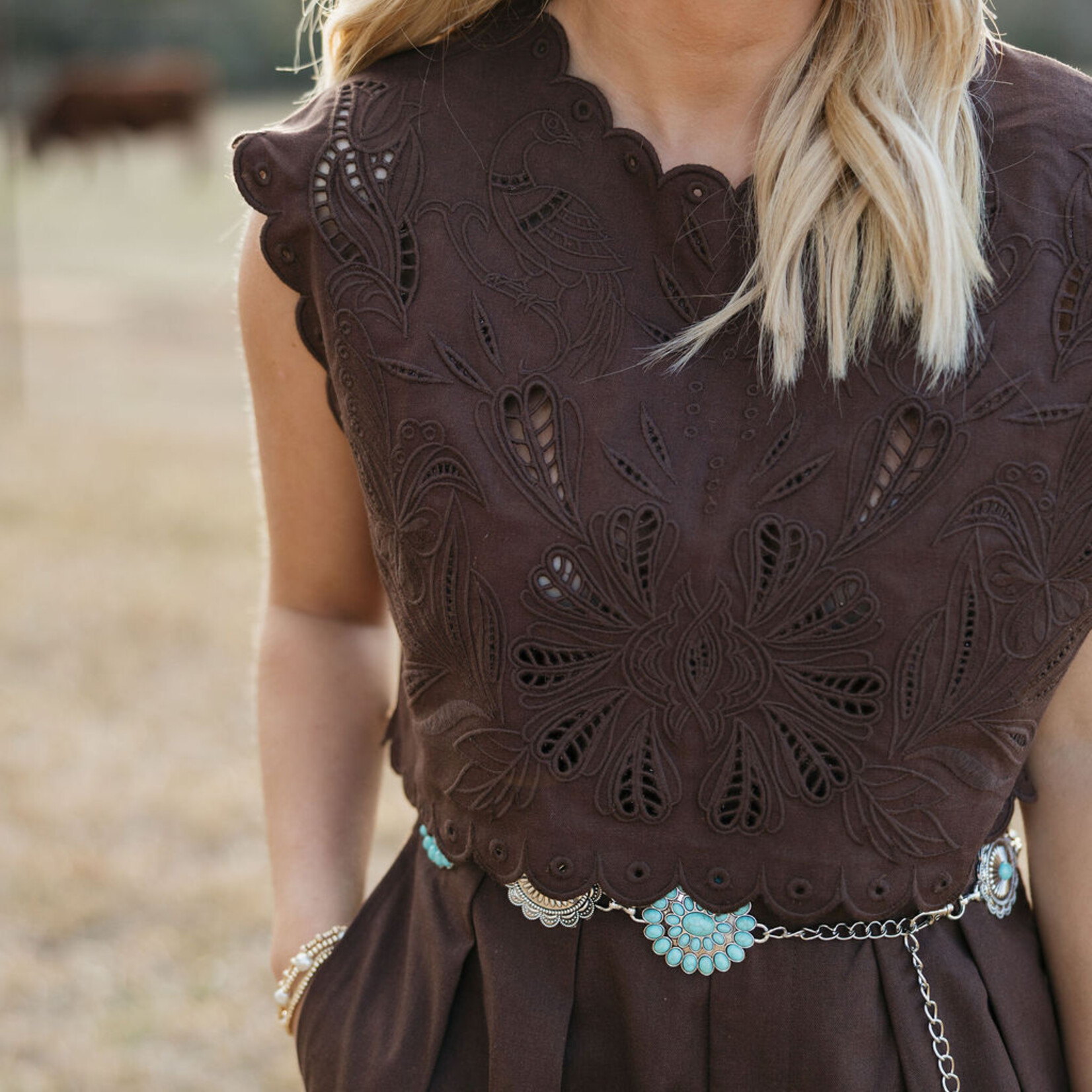 Embroidery Detail Cropped Short Set