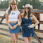 klesis Paisley Denim Mini Dress w/ Slit