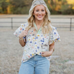 entro Plaid Trim Floral Top