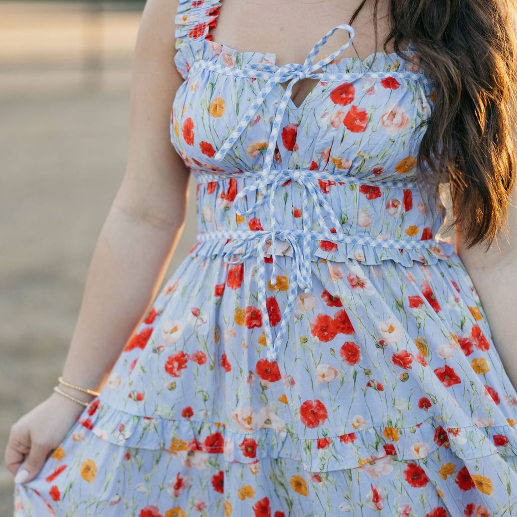 entro Floral Tie Detail Tiered Maxi Dress