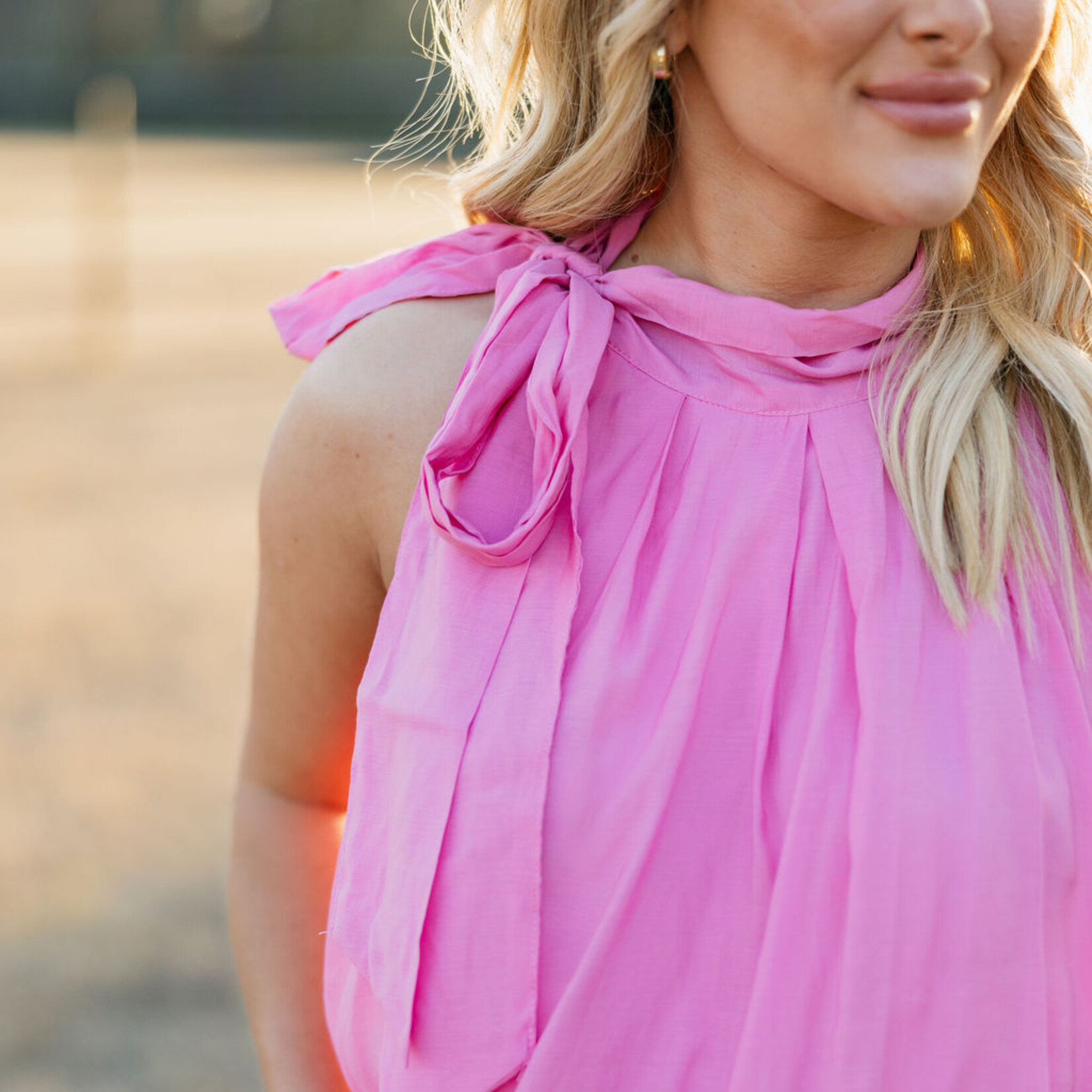 entro High Neck Side-Tie Bubble Tank