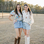 entro Embroidered Floral Long Sleeve Blouse