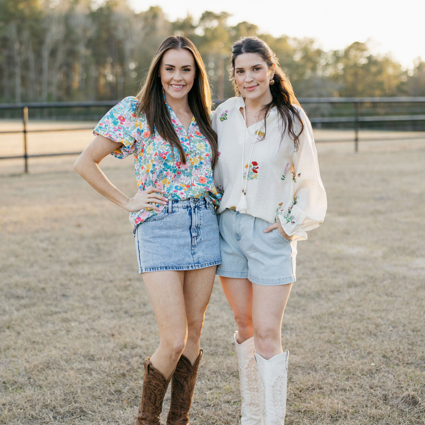 entro Embroidered Floral Long Sleeve Blouse