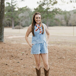 needii Embroidered Scallop Detail Denim Shorts Set