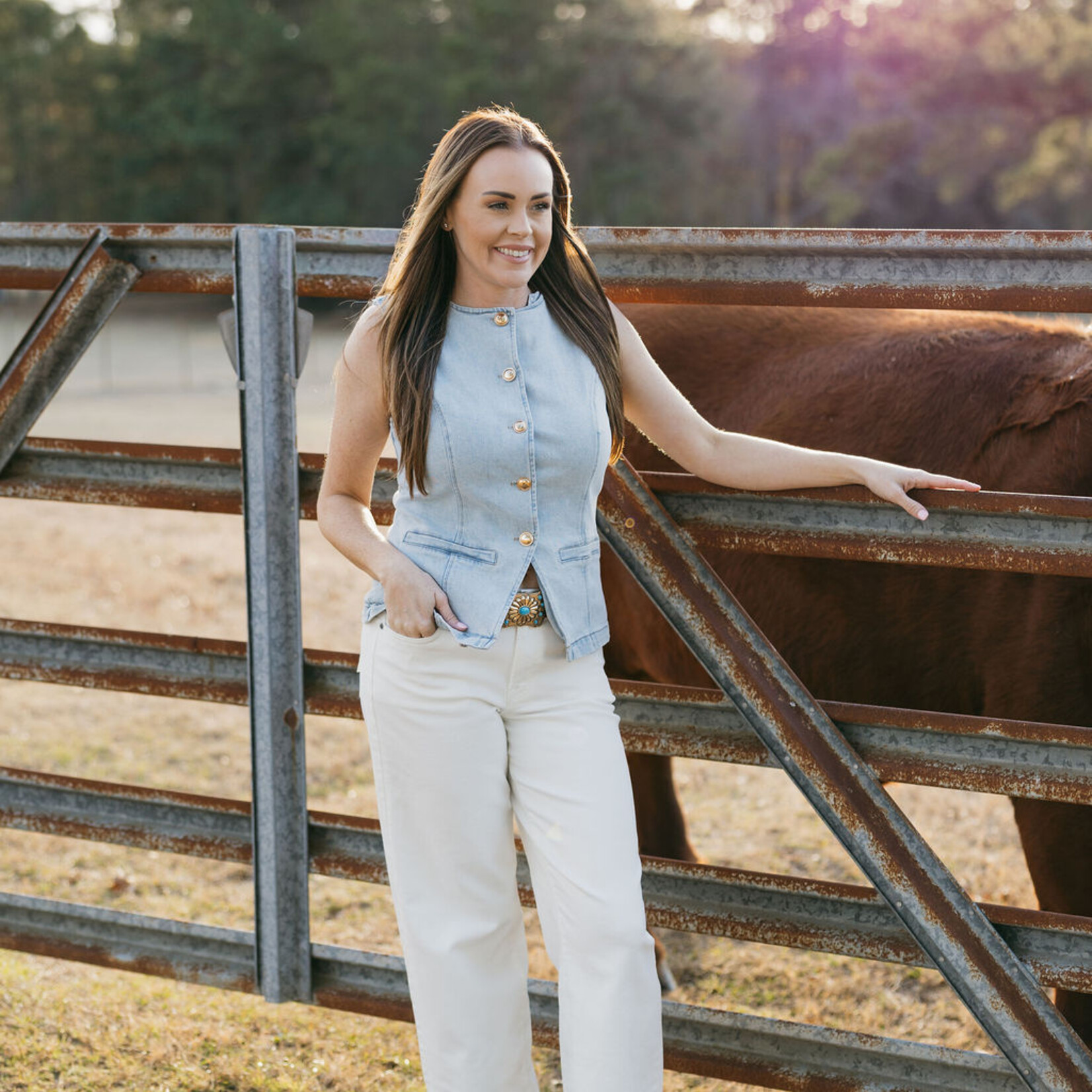 needii Denim Vest w/ Vintage Buttons