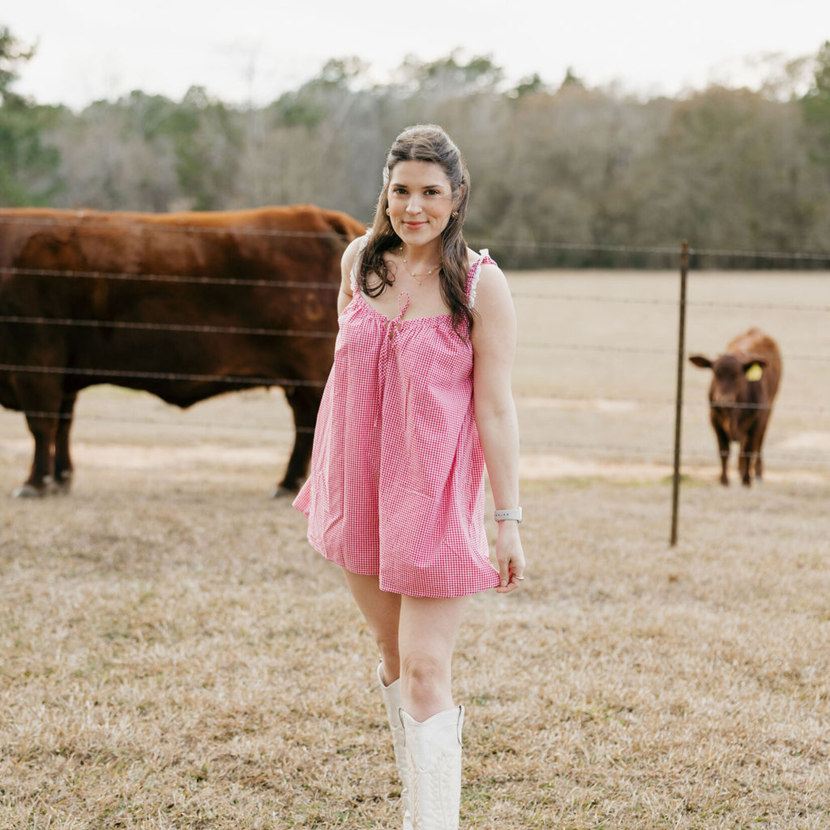 needii Eyelet Trim Gingham Romper