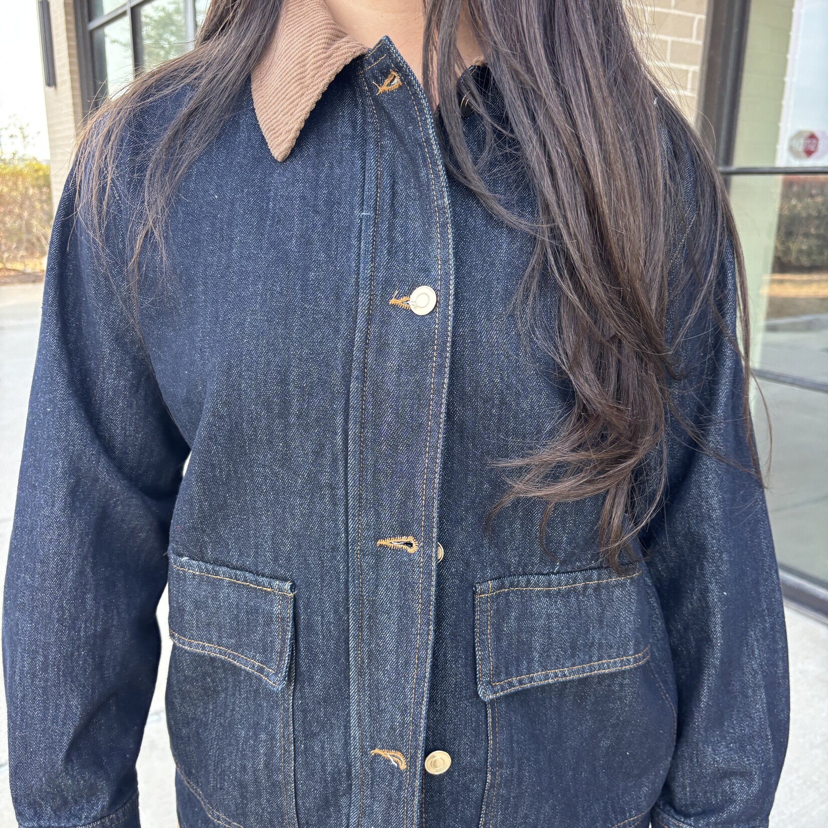 Corduroy Detail Denim Jacket