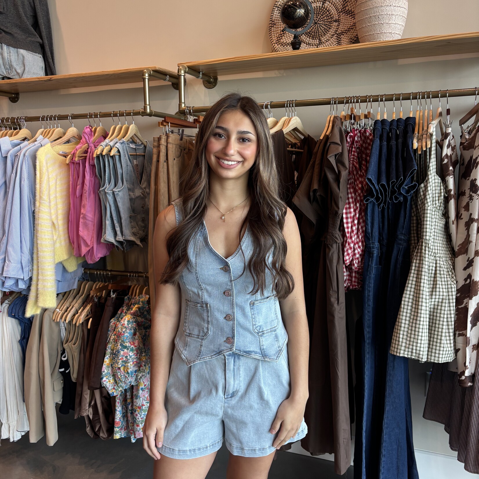 V-Neck Button Down Denim Vest