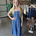 Sleeveless Button Down Denim Midi Dress