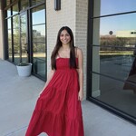 Smocked Bust Tiered Midi Dress