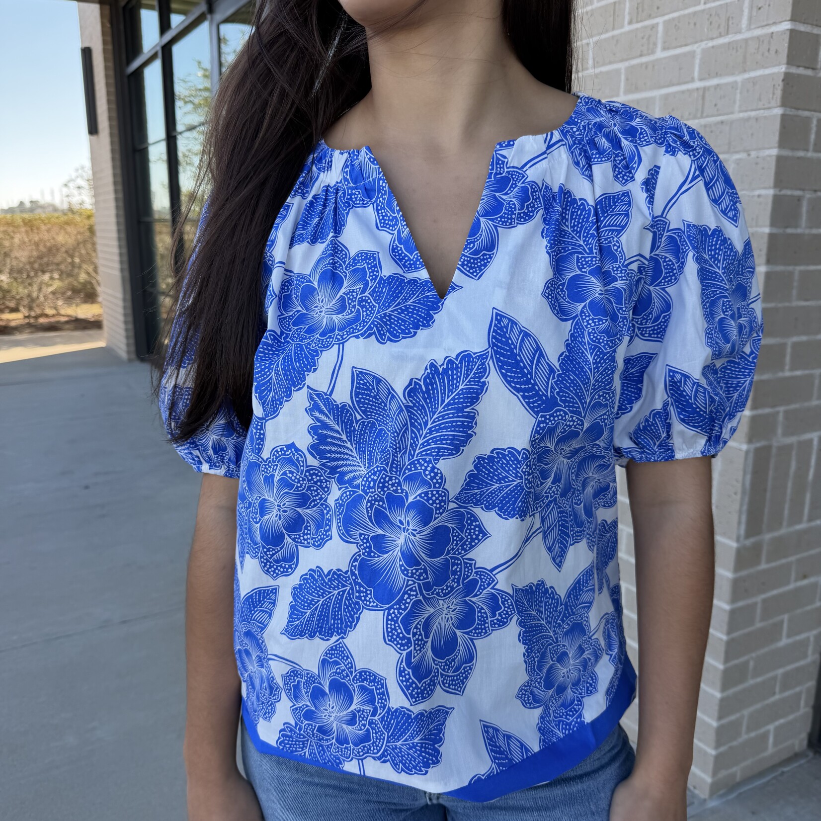 Puff Sleeve Floral Print Blouse
