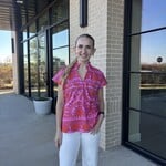 Ruffle Collar Printed Blouse