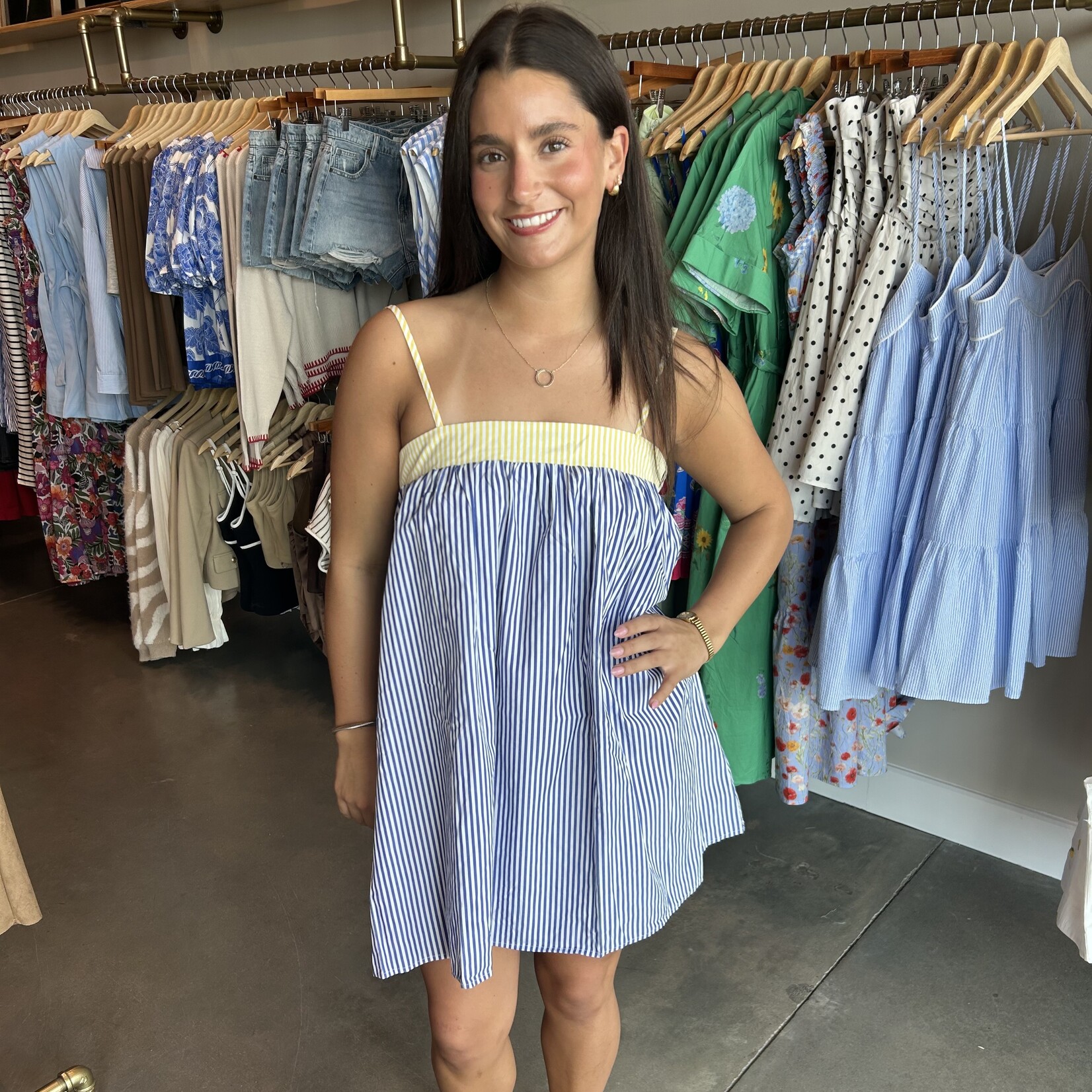 tcec Contrast Stripe Babydoll Dress