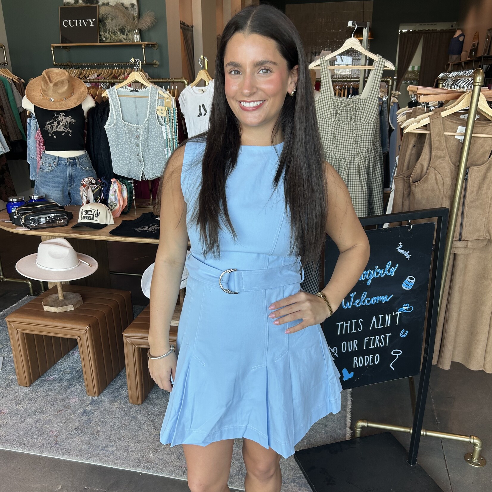 tcec Flare Hem Belted Mini Dress