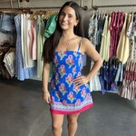 tcec Floral Print Contrast Hem Mini Dress