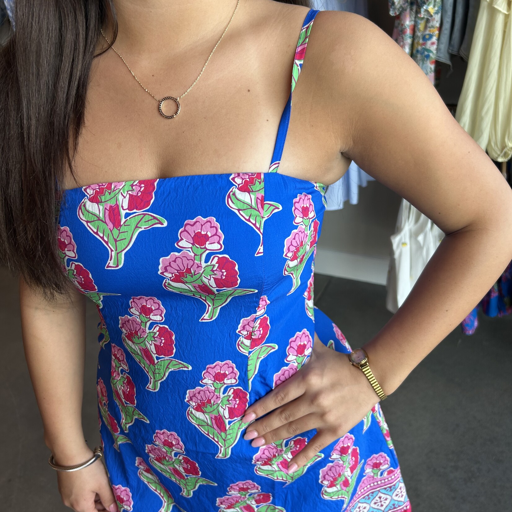 tcec Floral Print Contrast Hem Mini Dress