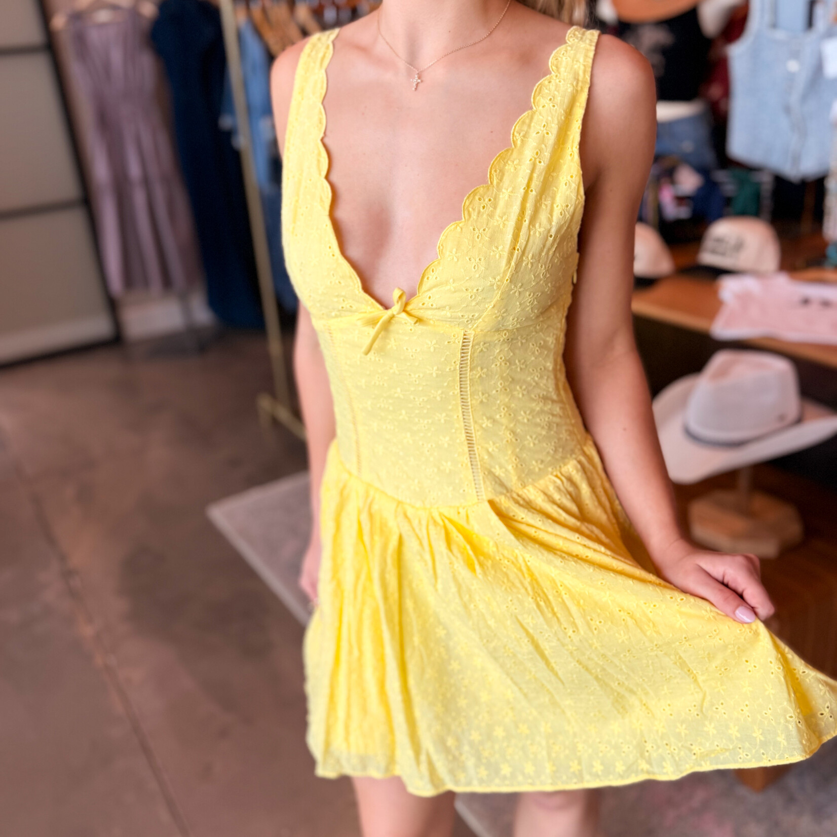 klesis Eyelet V-neck Mini Dress