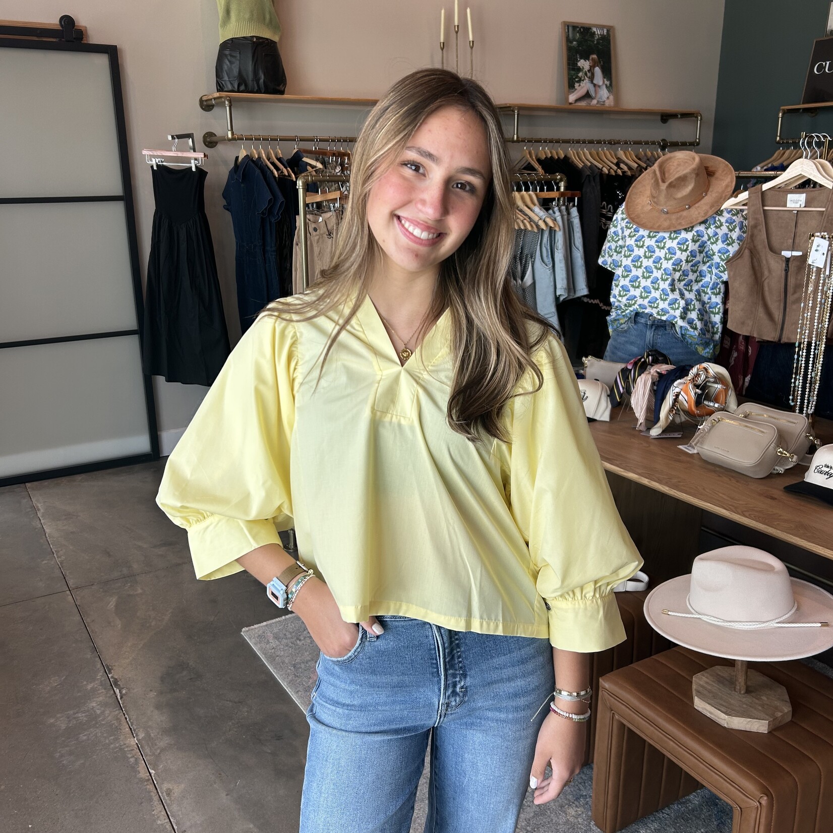 entro 3/4 Puff Sleeve Blouse