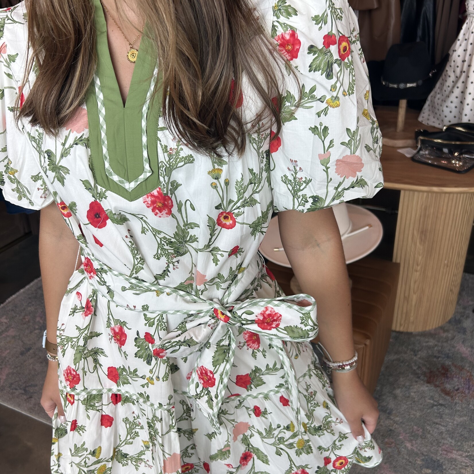 entro Floral Print Tie Waist Mini Dress