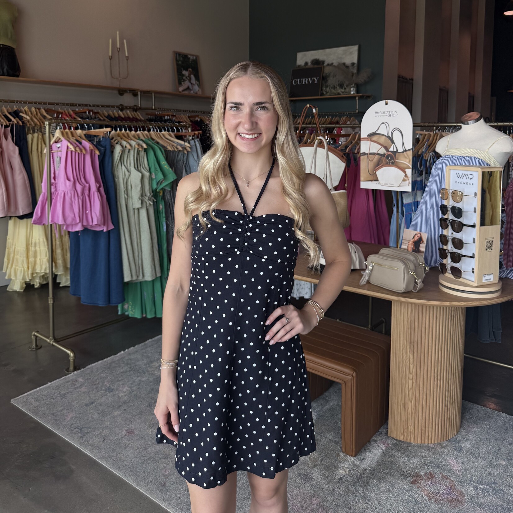 hyfve Polka Dot Halter Mini Dress