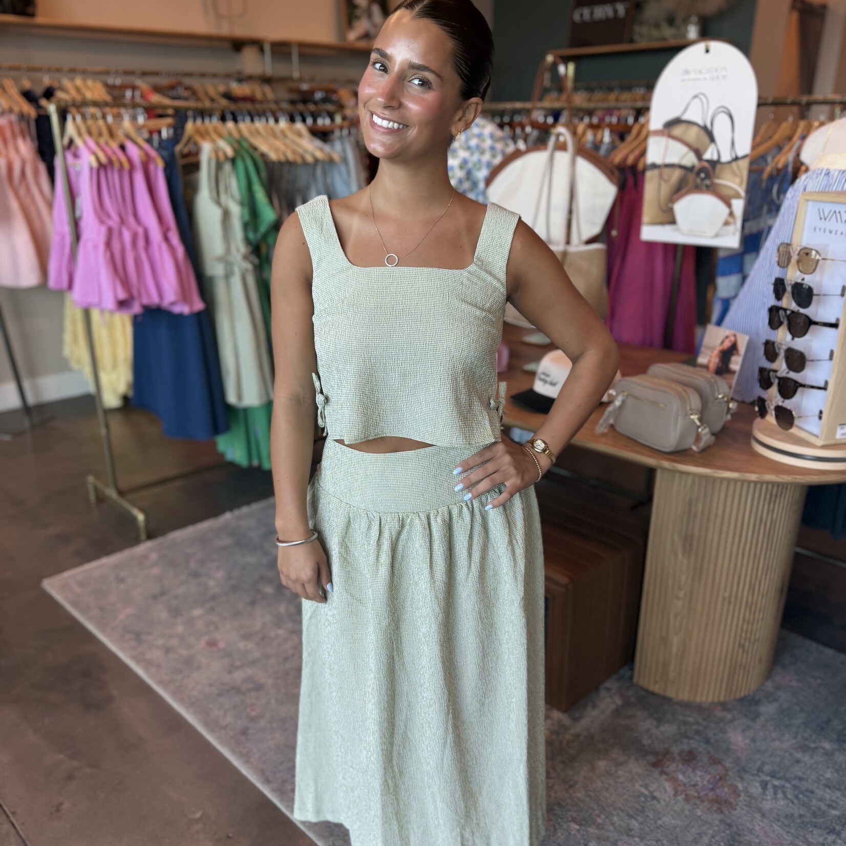 Plaid Maxi Skirt And Top Set