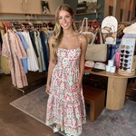 hyfve Flower Print Corset Top Midi Dress