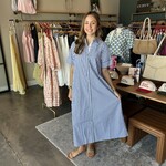entro Button Down Striped Flowy Maxi Dress