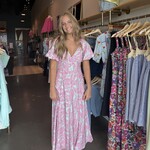 tcec Tropical Sleeve Puff Sleeve Midi Dress