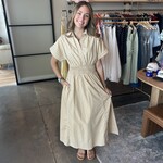 lalavon V-neck Elastic Waist Maxi Dress