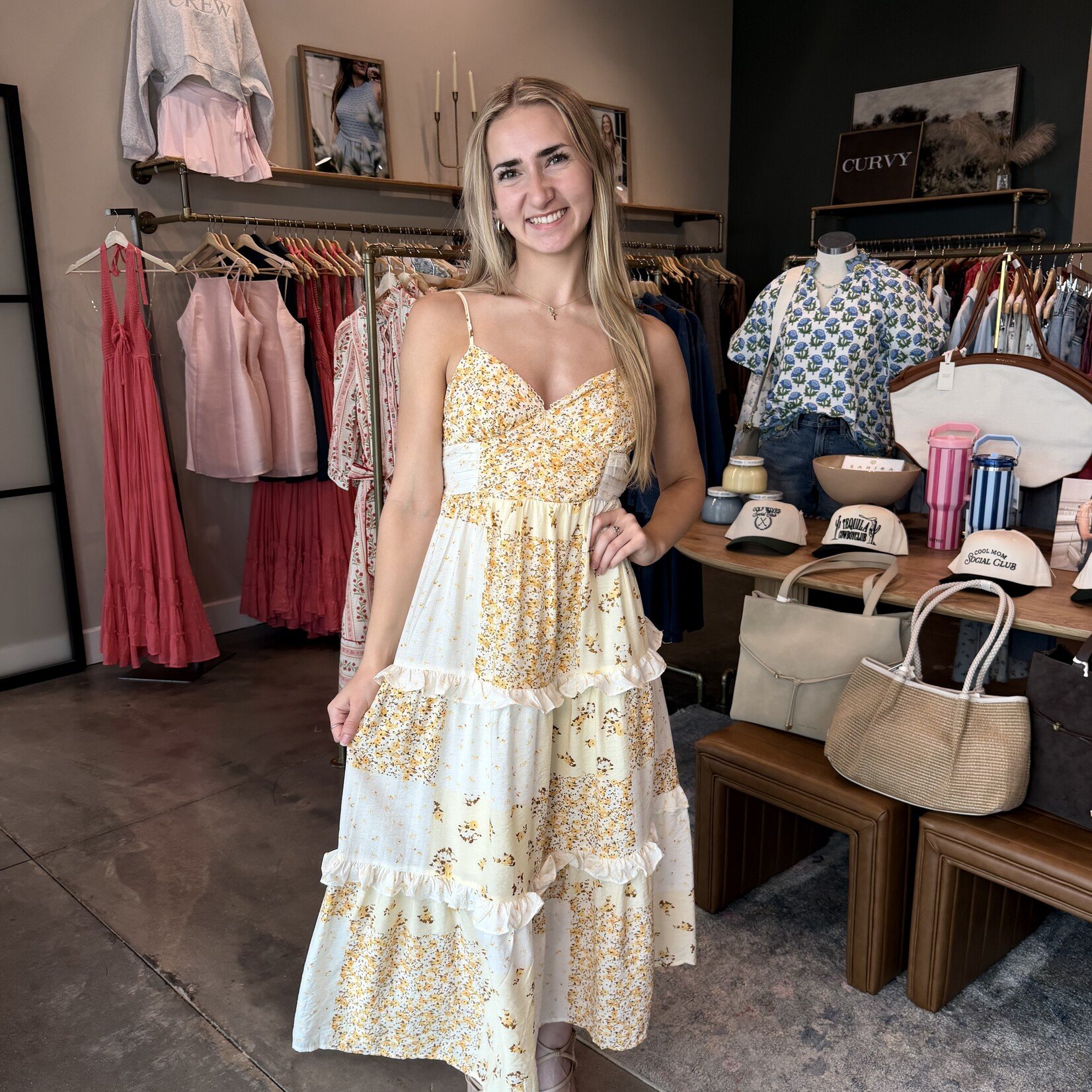 Patchwork Print Midi Dress