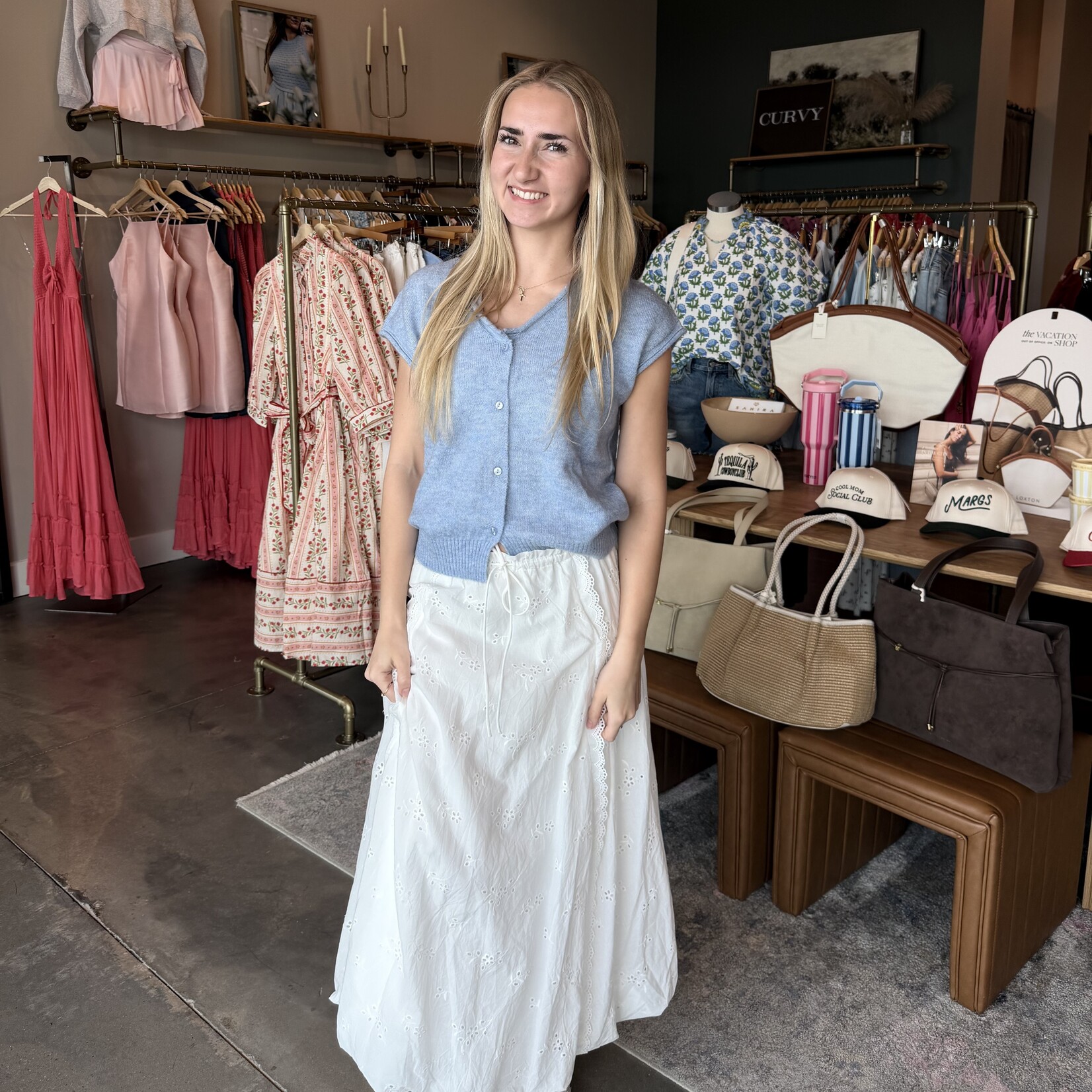 lalavon Eyelet Detail Bubble Maxi Skirt