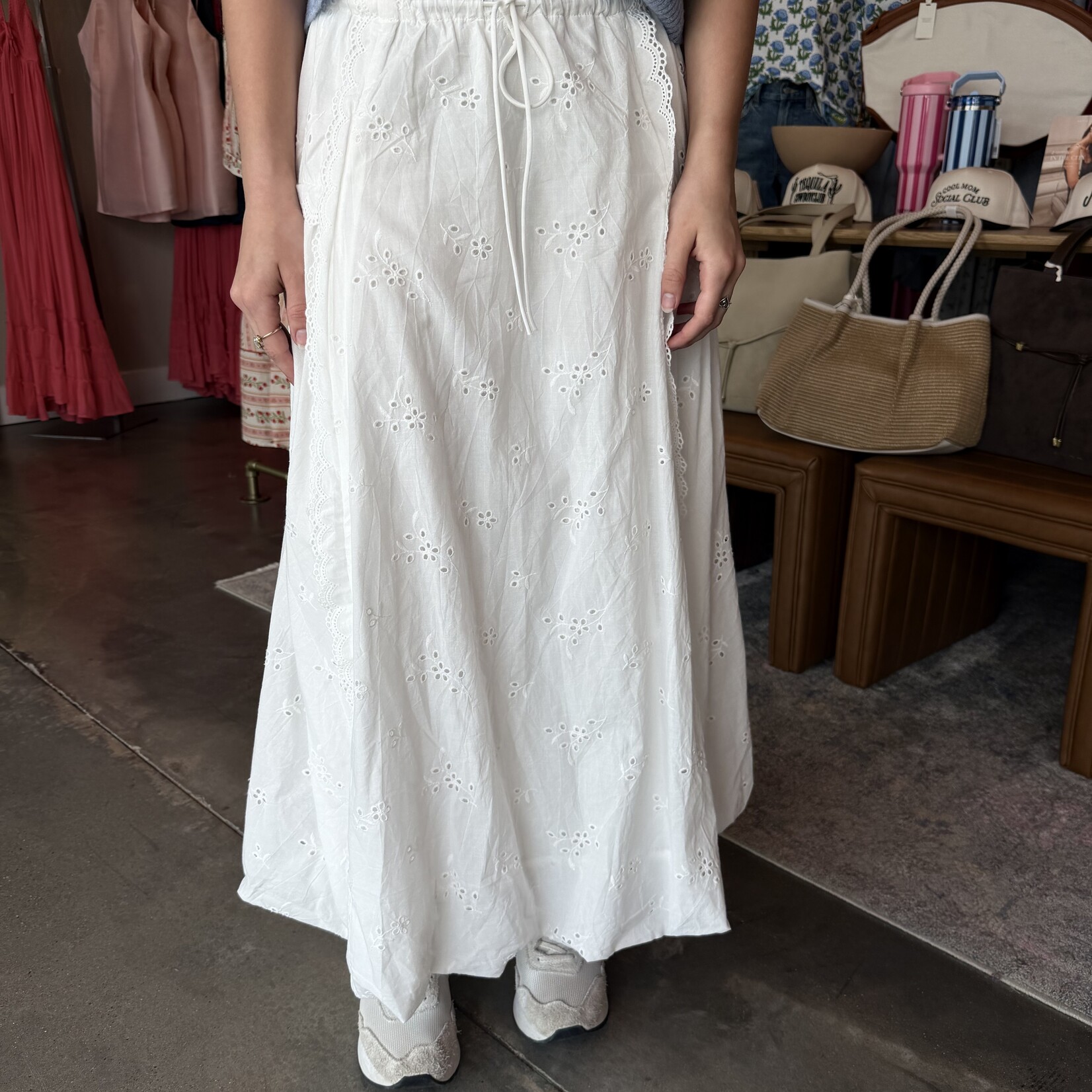 lalavon Eyelet Detail Bubble Maxi Skirt