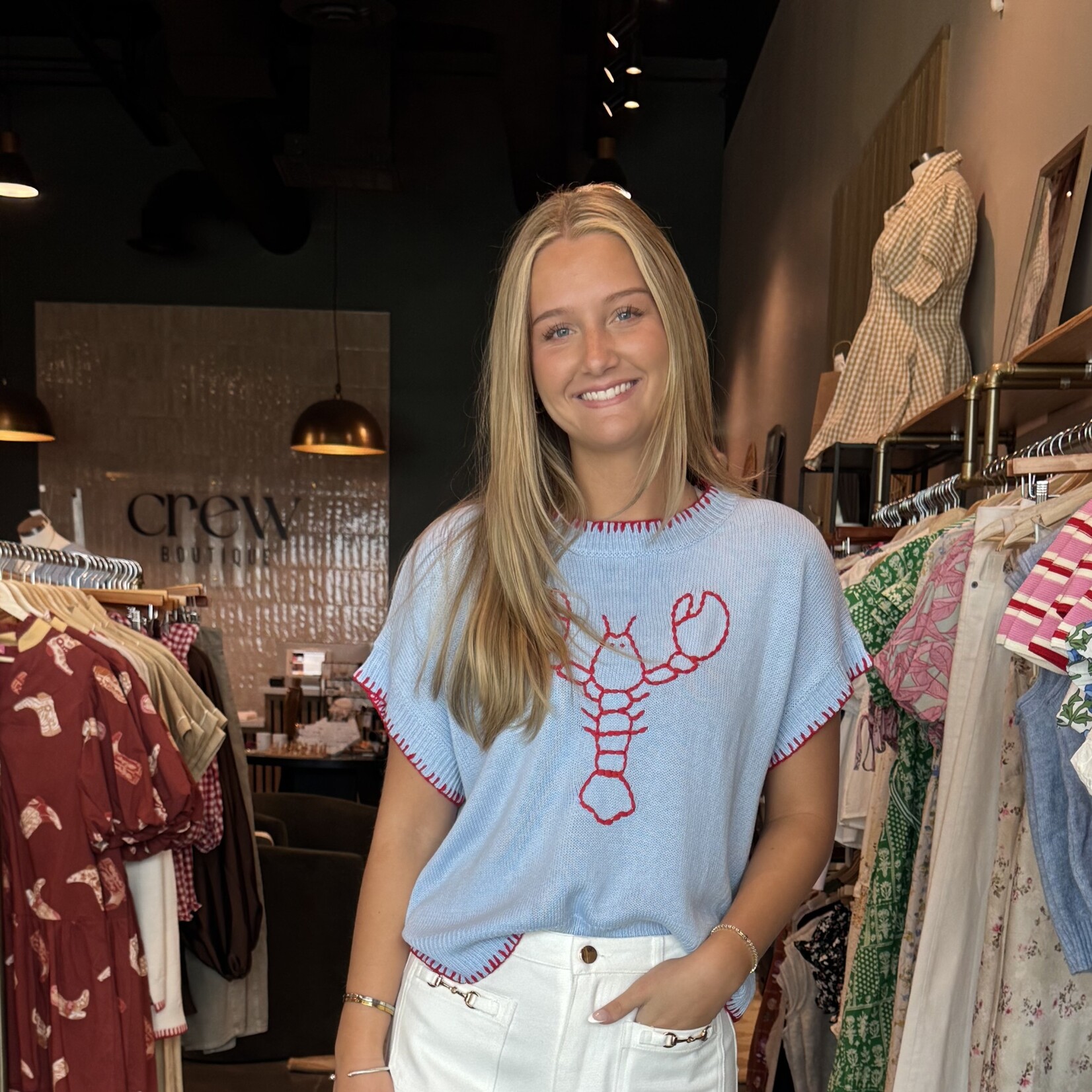 entro Lobster Print Knit Top