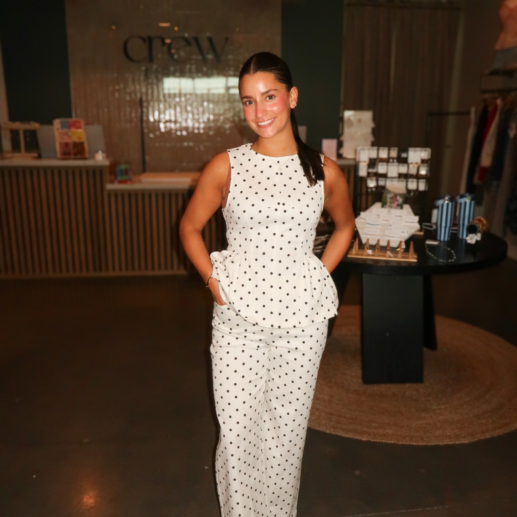 entro Polka Dot Denim Pants Set