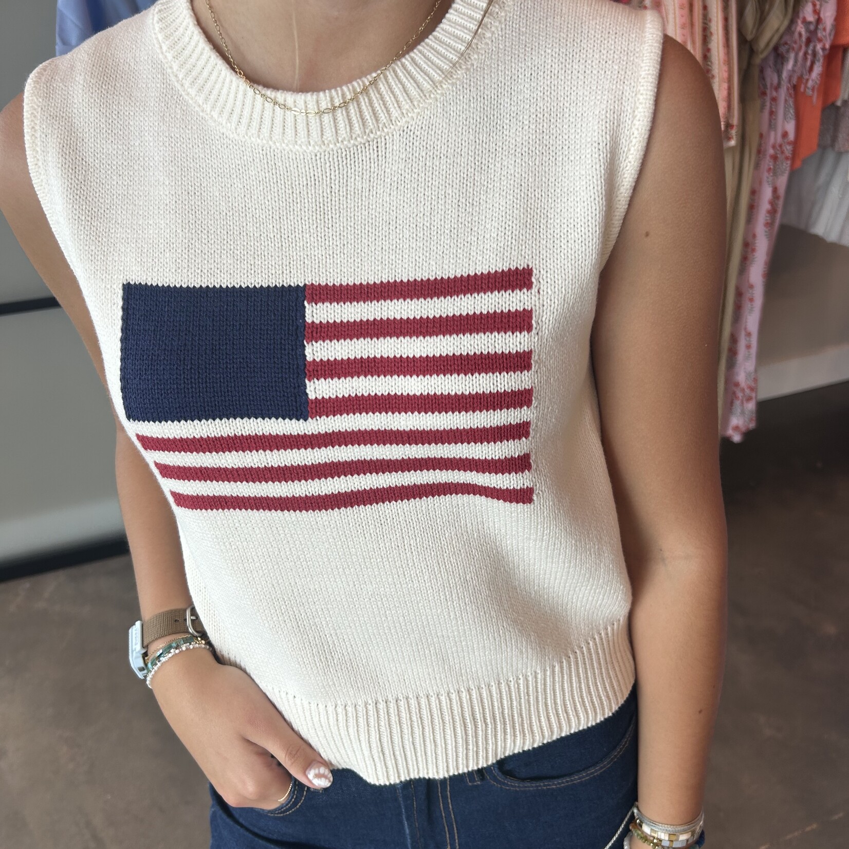 needii Flag Print Sweater Top