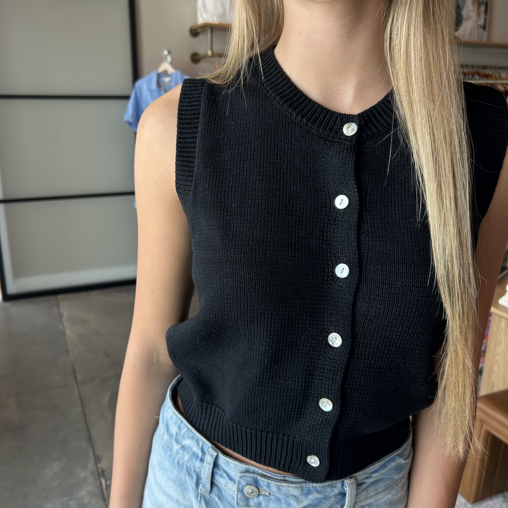 hyfve Button Up Sweater Vest Top