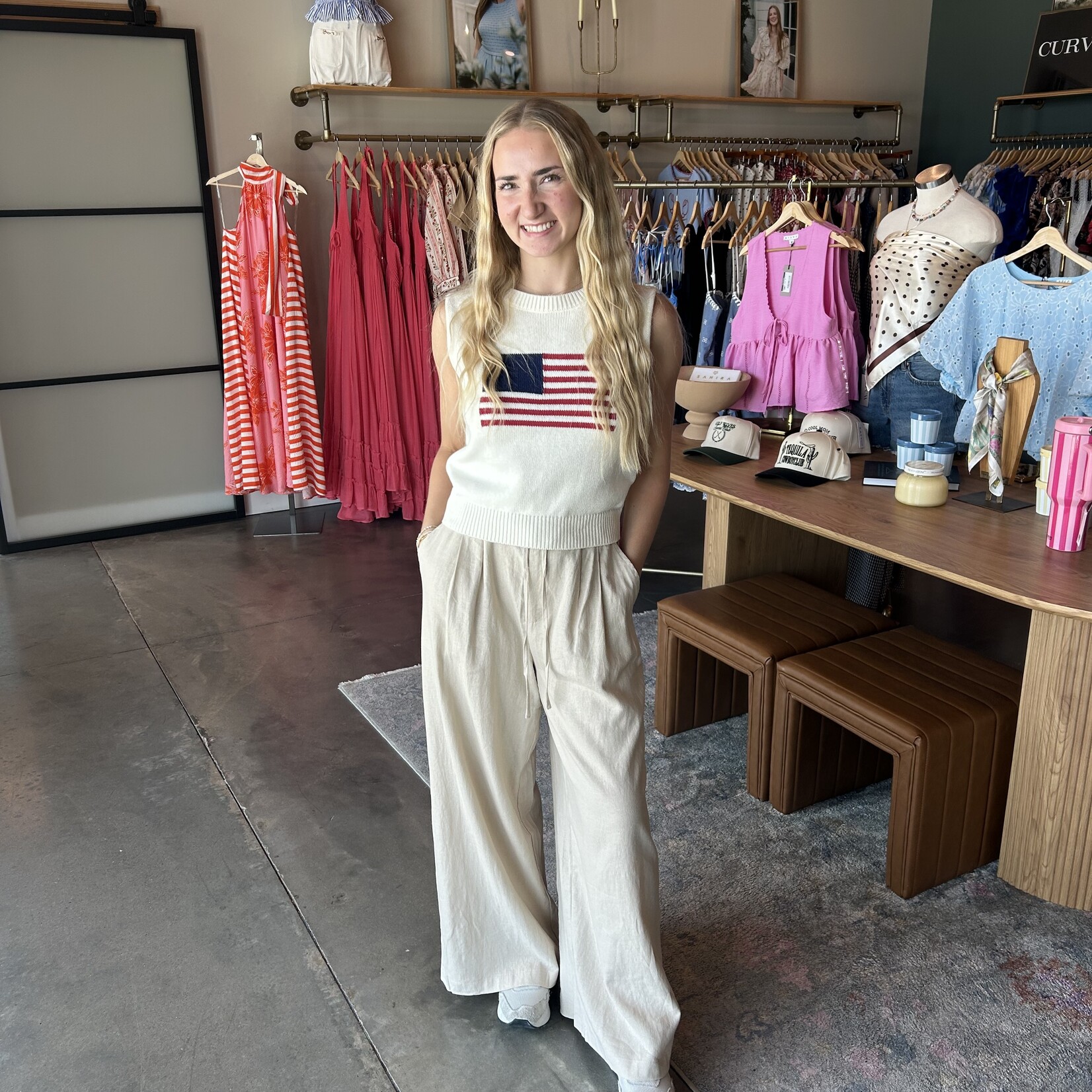 Mustard Seed Cinched Waist Pleated Pants