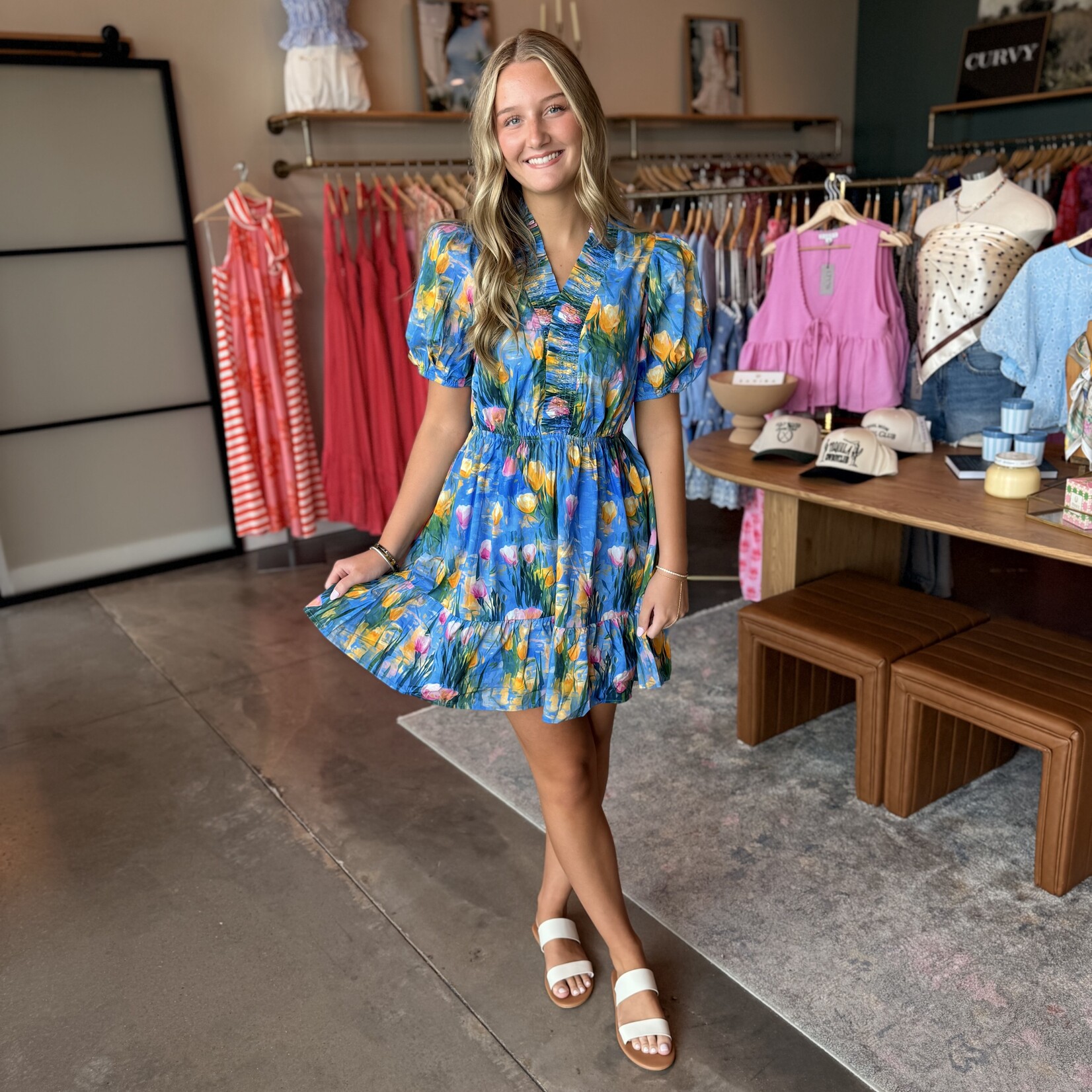 entro Tulip Ruffle Cut Mini Dress