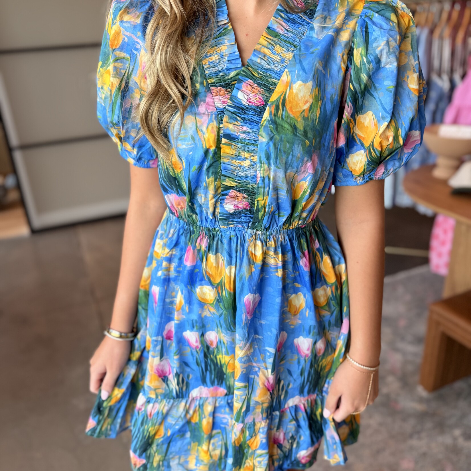 entro Tulip Ruffle Cut Mini Dress