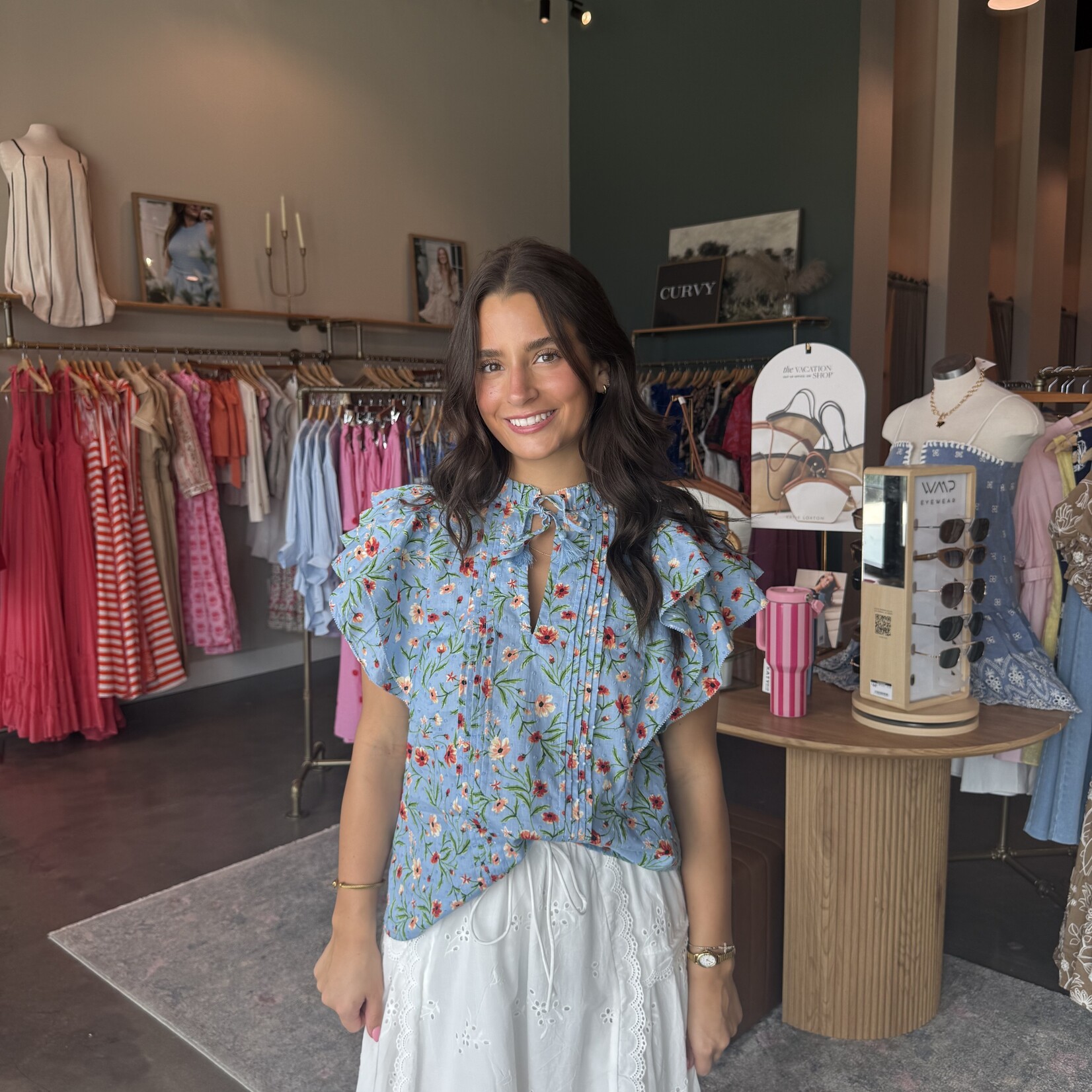 Elsa Floral top with Ruffle Sleeve