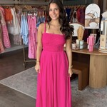 naked zebra Smocked Maxi Dress w/ Cord Strap