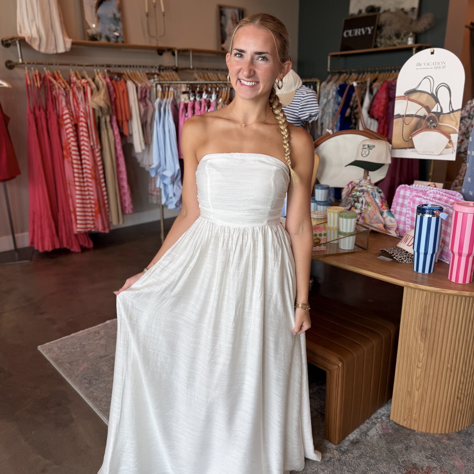 hyfve Strapless Tie Back Maxi Dress