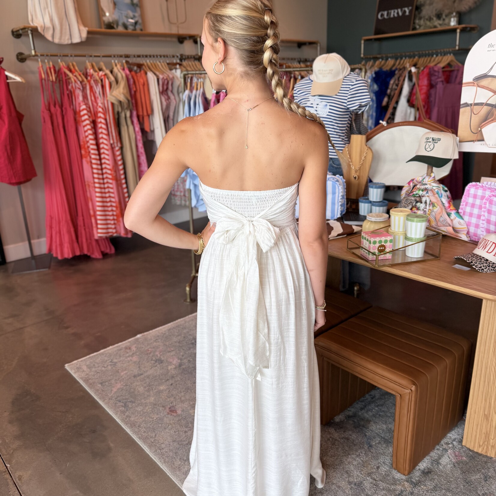 hyfve Strapless Tie Back Maxi Dress