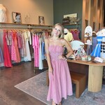 needii Smocked Waist Seersucker Gingham Midi Dress