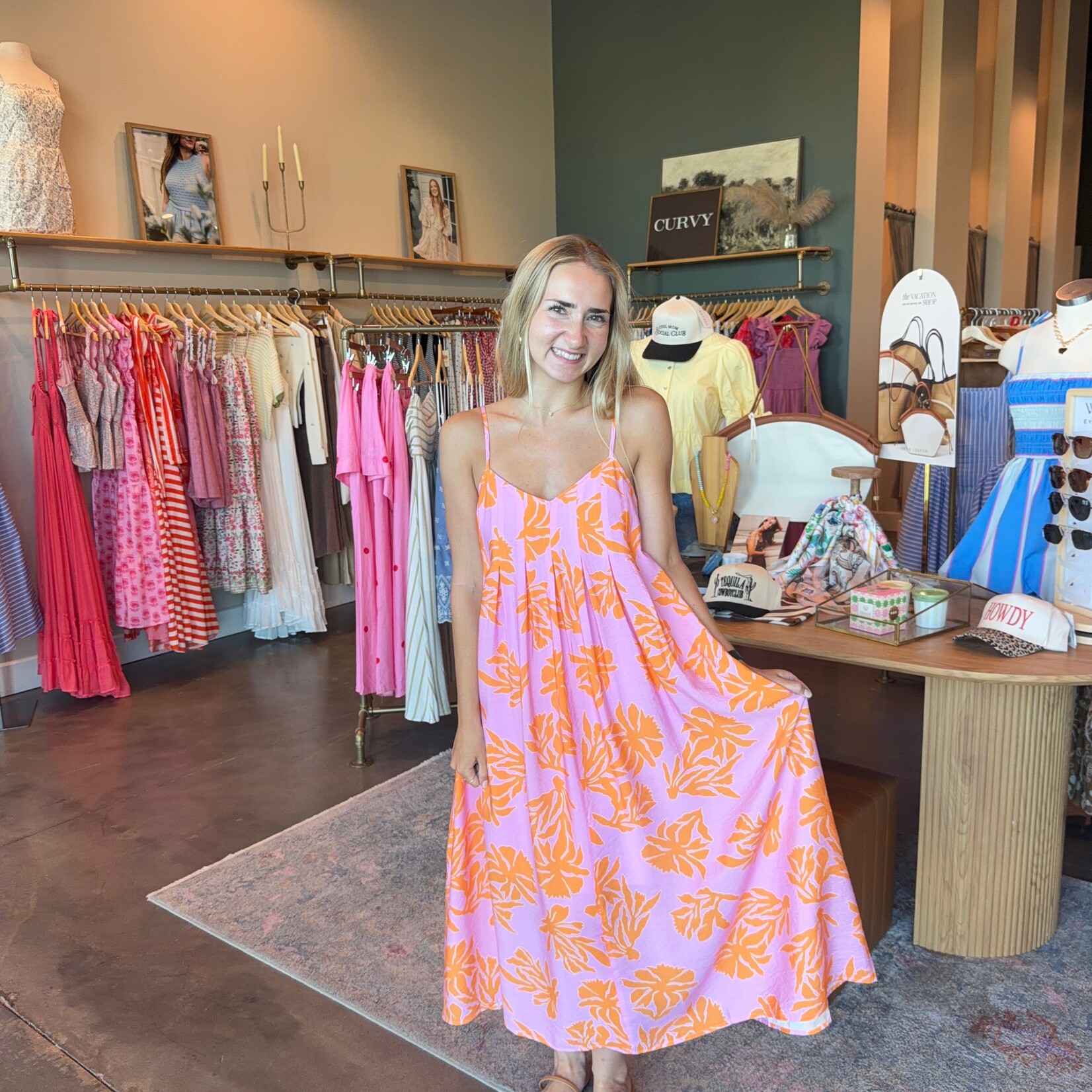 thml Tropical Print Midi Dress