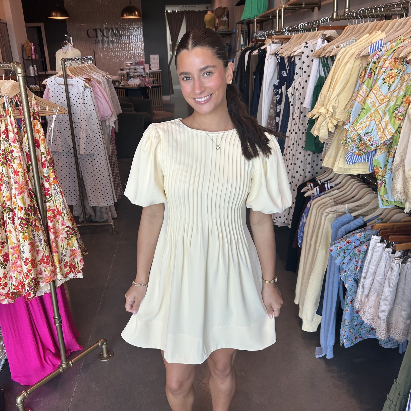 tcec Pleat Detail A-line Mini Dress