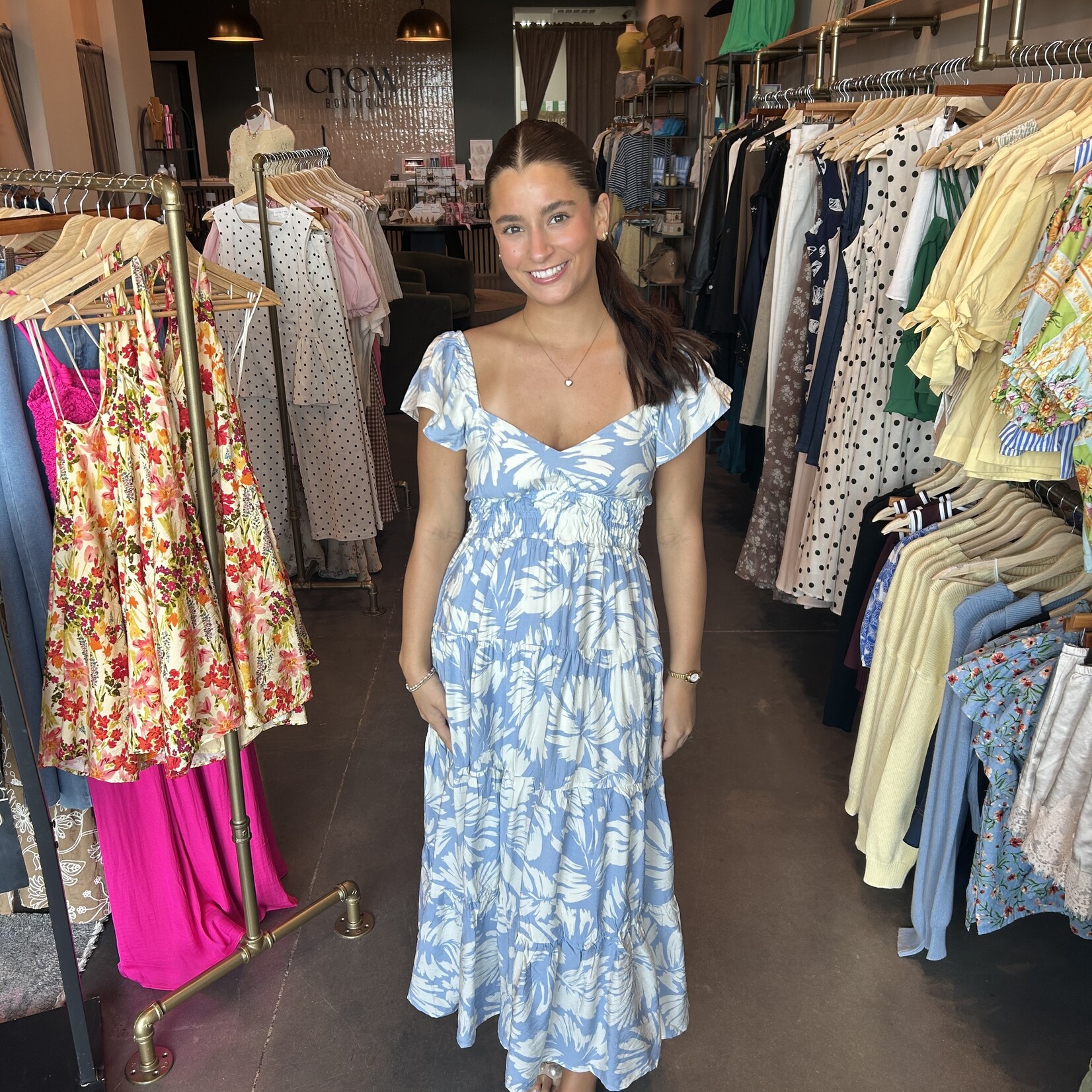 tcec Floral Back Cutout Midi Dress